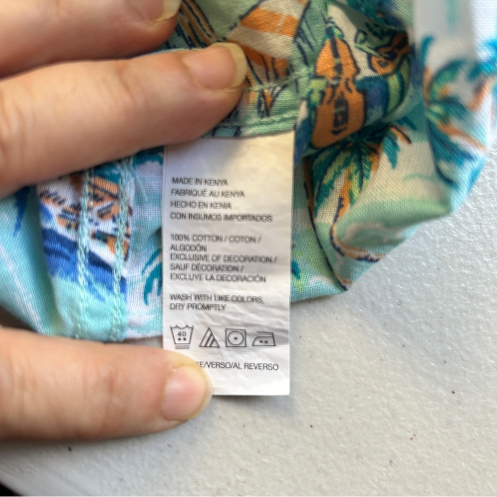Izod Saltwater‎ Shirt Mens Large Blue Hawaiian Tropical Dockside Chambray - Picture 6 of 6